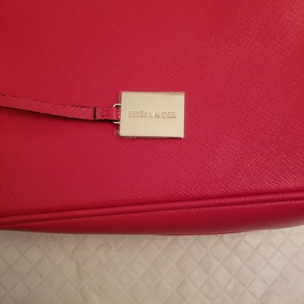 Estee Lauder red cosmetic bag 12 X 10 X 4. Card Pattern